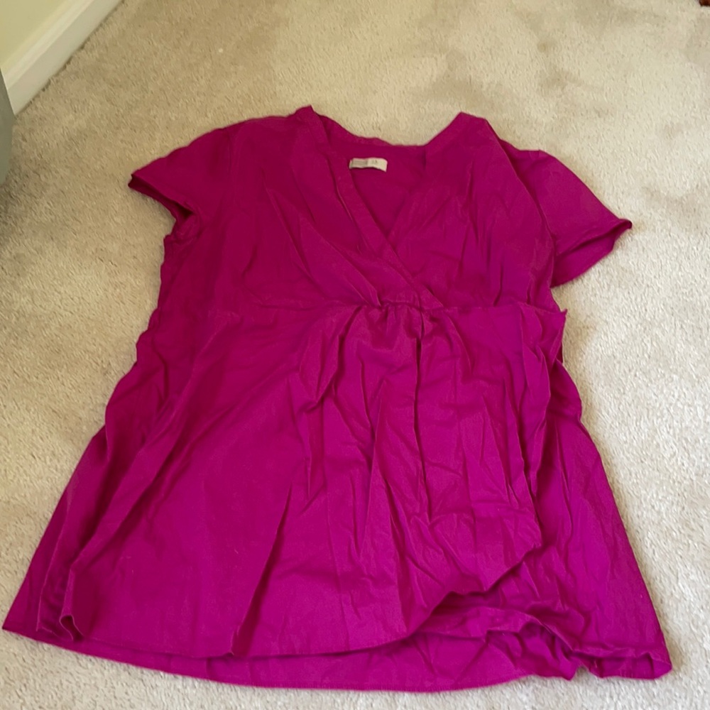Pink short sleeve maternity top